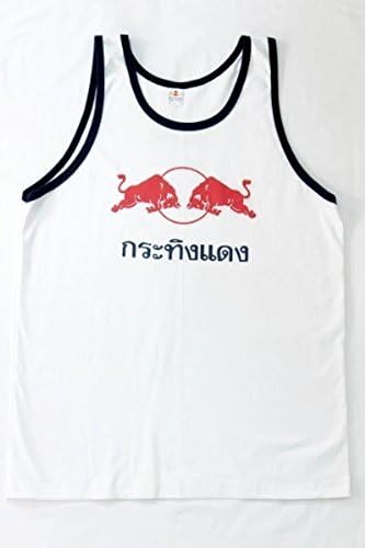 Red Bull Tank Top in Thai Wording Design (Kra Ting Dang) - White (Size M)