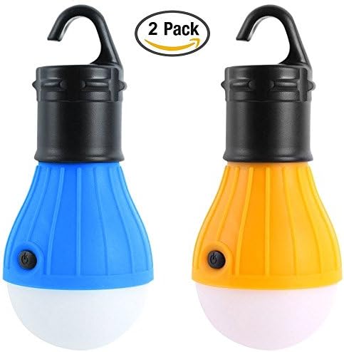 2 Pack - Portable Water Proof LED Lantern Tent Light Bulb for Backpacking Camping Hiking Fishing Emergency Light Camping Equipment Gear for Outdoor &amp; Indoor Night Lamp - Battery Powered