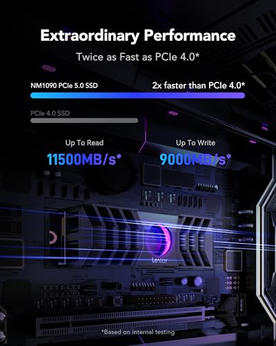 Lexar mit Kühlkörper 1 TB SSD PCle Gen5x4 NVMe, M.2 2280, PCIe 5.0 SSD, bis zu 11500 MB/s Lesegeschwindigkeit, Internal Solid State Drive für Spiele, Fotografie, Videobearbeitung und Design thumbnail 2