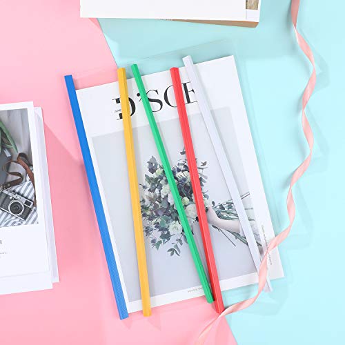 30 Pieces Binding Bars Slide Grip Binding Bars for Office School Report Cover, A4 Size, 40 Sheets Capacity, 12 Inch (5 Colors)