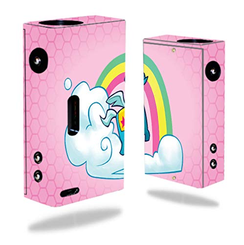 Hana Modz V3 DNA 30 Mini Vape E-Cig Mod Box Vinyl Decal Sticker Skin Wrap/Rainbow Unicorn Pink Background Design