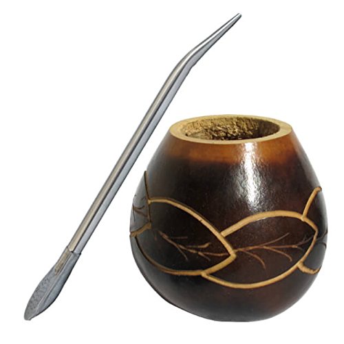 Carved Mate and Bombilla Kit : Circle of Leaves
