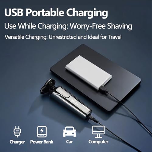 5 in 1 Electric Shaver with Battery Level LCD Display, IPX6 Waterproof (Fully Washable), Usable During Charging, Designed for Men and Ideal for Professional Travel