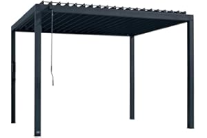 Backyard Discovery Sarasota 12' x 10' Galvanized Steel Louvered Pergola Kit with Adjustable Roof, Shade, Rain Protection, High-Wind Rating, Gutter System for Outdoor Patio, Garden, Deck, Entertaining