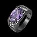 Huanhuan Men's Oval Cut Purple Amethyst Topaz CZ Black Gold Plated Gift Rings Size 8 to 13