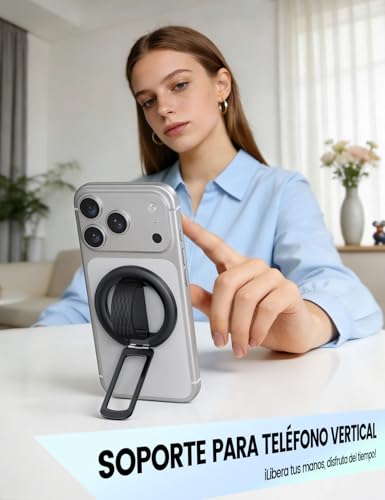 Lamicall Anillo Magnético para Celular - [Lazo de Silicona Suave] Soporte Vertical mag Safe Ring Holder, Soporte Magnético para Celular, mag Safe Ring Compatible con iPhone 17/16/15 Serie y y Android
