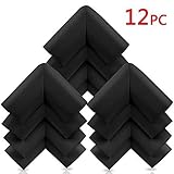 KaLe Baby Anti-Collision Furniture Safety Corner Bumpers - Children Edge & Corner Guards - Spongy Protective Set, With 4 Free Adhesive Tapes Per Pack, 12 Packs, Black Color