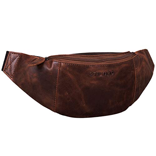 STILORD 'Shawn' Riñonera Cuero Grande Vintage para Festivales Deporte Bolso Cintura Bum Bag auténtica Piel, Color:Zamora… | DeHippies.com