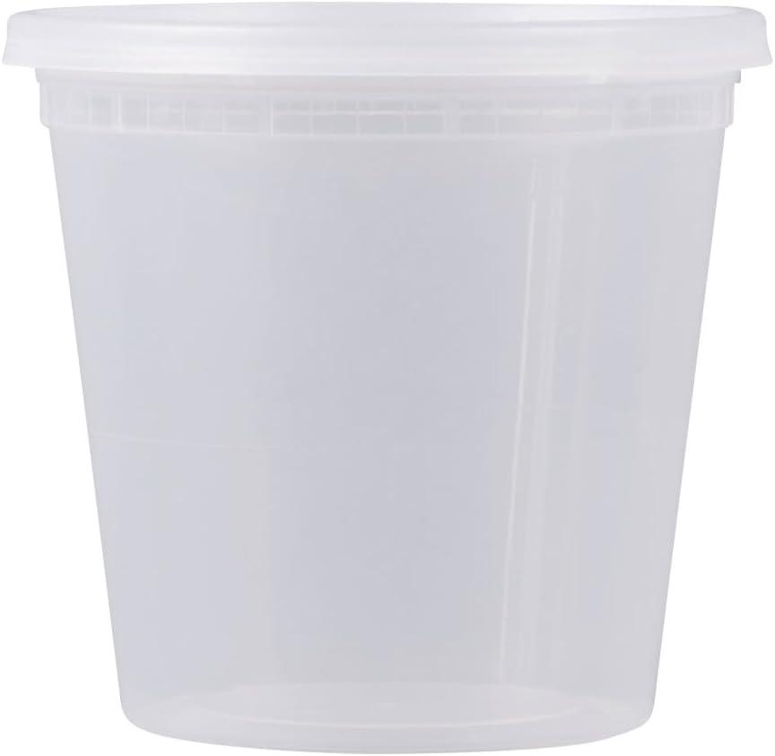 BPA Free Plastic Deli Food Storage Containers with Lids Microwave safe [24 oz]