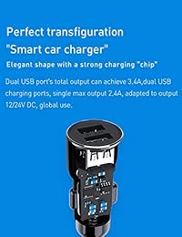 ROIDMI 3S Transmisor de FM para automóvil, adaptador de radio inalámbrico WGOAL, kit de automóvil, 5V   3.4A Dual USB Cargador de auto rápido para teléfono celular (Negro)