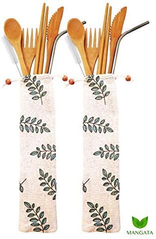 7 Piece Bamboo Kitchen Utensil Set with Elevating Silicone Handles and Utensil Stand by Vibra Creations