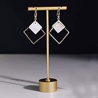 BanST Metal Gold 5.3"-1pc T Bar Earring Retail Display Stand Tree for Show, Tabletop Jewelry Tower Holder for Girl Women【Gold-Round Base-Height 5 2/5"-1pc】