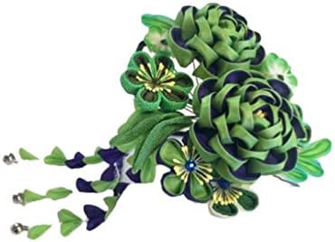 Amazon つまみかんざし つまみ花 つまみ細工 緑 グリーン 結婚式 成人式 卒業式 舞台 お正月 髪飾り ピン コーム 通販