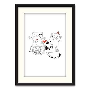 Black Framed Canvas Wall Art Cartoon Painting Home Artwork Decoration for Living Room, Bedroom - 23x31 inches