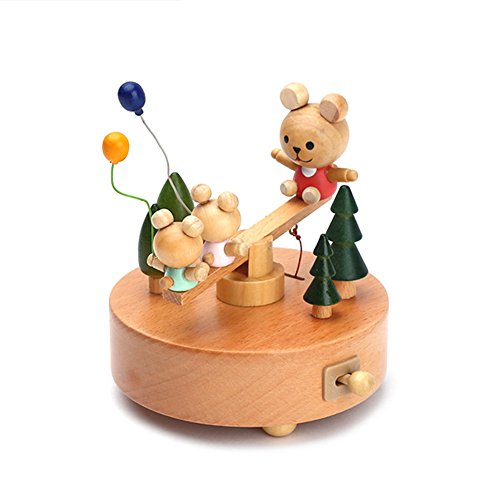 Buy cheerfulus Wooden Music Box Little Bear Seesaw Toy Decoration
