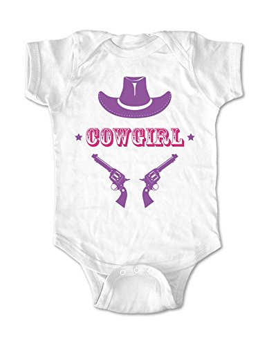 Cowgirl With a Hat and Guns - Girls Cute Fun baby one piece bodysuit (Newborn Bodysuit, White)