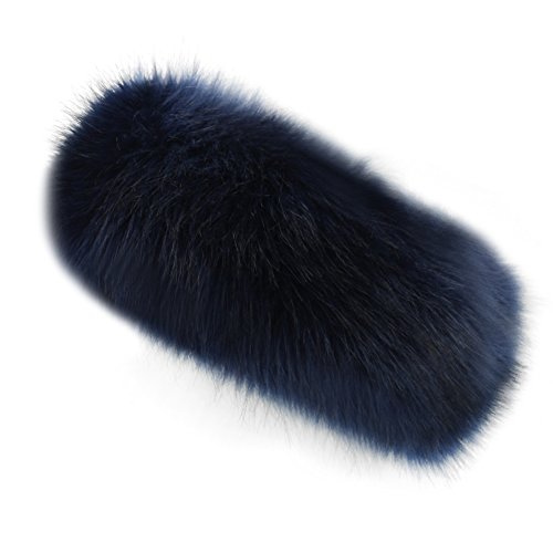 Dikoaina Womens Faux Fur Headband Winter Earwarmer Earmuff Hat Ski (Navy Blue)