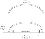 LONTAN 4 Pack Brushed Nickel Cup Pulls 3in 76mm Hole Centers Zinc Alloy view 2
