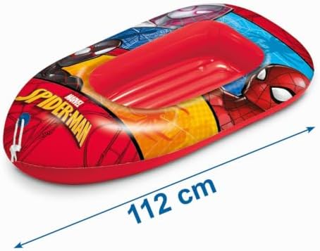 Toys - SPIDERMAN Boat INFLATED BASE- Barca hinchable para bebé – Flotante 112 cm Ideal para niño/niña - 16930