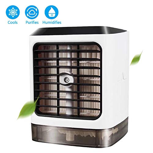 m·kvfa USB Mini Portable Air Conditioner Humidifier Air Cooler Upgraded Mute Practical for Bedroom Mobile Convenience Home Small Appliance (Water Tank Capacity: 750ml)