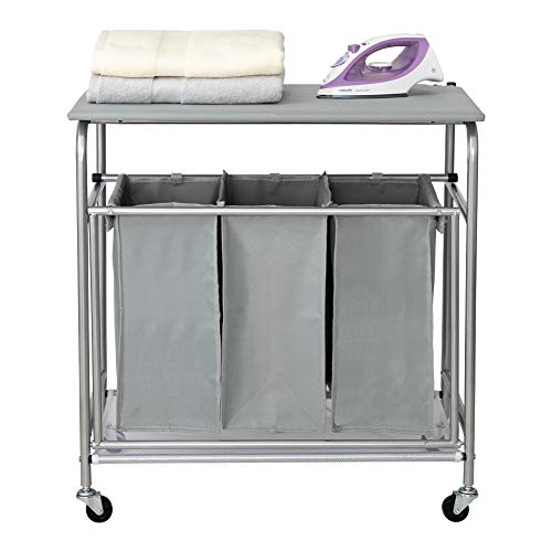 PARANTA Laundry Sorter Cart Heavy Duty 3 Bags Classic Rolling Side Pull