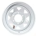 Trailer Wheel Rim 15x6 15 in. 6 Bolt Hole 5.5 in. OC White Steel Spoke w/Stripe