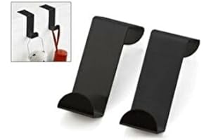 MEDITROIA Medi troia Pack of 4 Stainless Steel Reversible Over Door Cabinet Drawer Hooks Office Kitchen Towel Coat Hooks Rack (black)