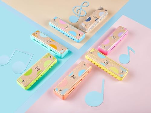 Hape Blues Harmonica | 10 Hole Wooden Musical Instrument Toy for Kids, Blue-Green (E8916)