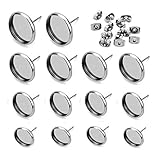40pcs Mixed 8mm 10mm 12mm 14mm Stainless Steel Blank Stud Earring Bezel Setting for Jewelry Making with 40pcs Surgical Steel Earring Backs DIY Findings M259