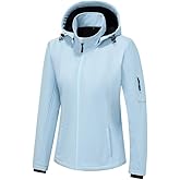 GGleaf Women's Softshell Jacket Light Insulated Windbreaker Hooded Windproof Coat for Outdoor Hiking
