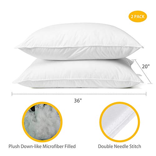 Homelike Moment King Bed Pillows for Sleeping - 2 Pack Down-Alternative Pillow King Size Pillows Set of 2-20x36 King Pillow