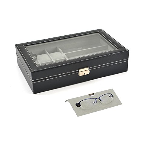 AUTOARK Leather 6 Watch and 3 Eyeglasses&Sunglasses Box with Jewelry