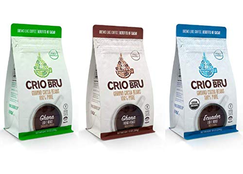 Crio Bru Variety Pack Organic Herbal Tea Coffee Alternative Substitute 99% Caffeine Free Whole-30 Gluten Free Honest Low Calorie Energy Boost 10 oz, Ghana French + Ghana Light + Ecuador (3 pack) - Thumbnail 7