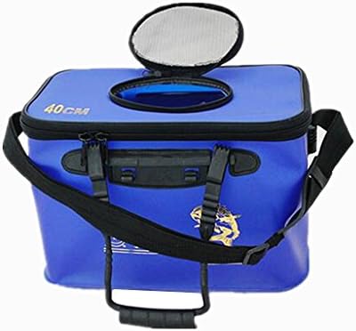 HAJACK Fishing Gear Fishing Bucket EVA Thick Multifunctional Live Fish Box Folding Bucket Waterproof Fishing Bucket Bag (Blue)