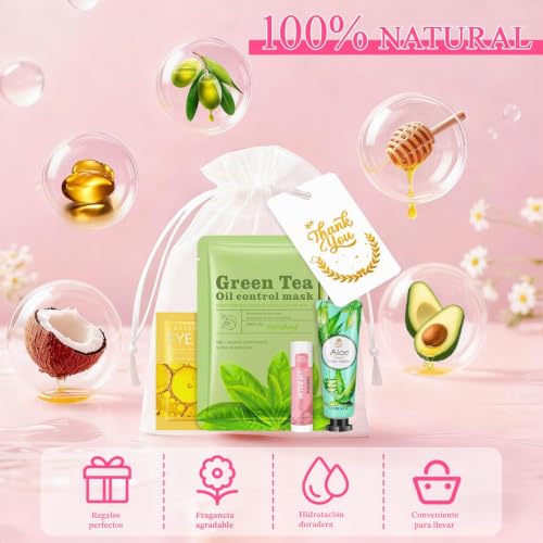 Women's Skin Care Gift Set, 72 Pieces with Hand Cream, Face Mask, Lip Balm and Eye Patches, Spa Party Accessories for Women, Thank You for Gift, Christmas Gift