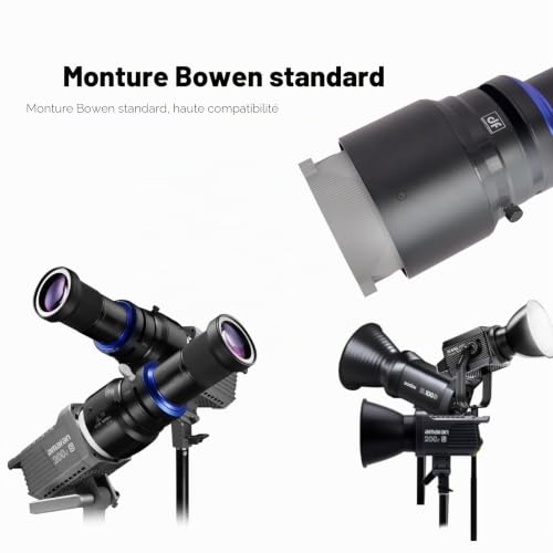 Bowens Mount Snoot Gobos Projector with 4 Blade Shutters, 30 Gobs and 5 Color Filters, Compatible with Aputure Amaran 60D/100D/150C/300C/Storm 400X, Godox SL60 etc (Max Extend)