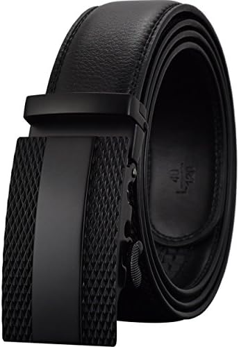 Leather Belts for Men's Ratchet Dress Belt Black Brown with Automatic Buckle