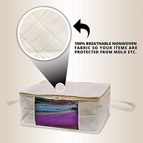Woffit Foldable Storage Bag Organizers, Large Clear Window & Carry Handles, Great for Clothes, Blankets, Towels, Winter & Summer Clothing, Closets, Bedrooms, Under Bed & More (Large) - Thumbnail 3