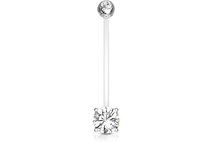 Double Jeweled Prong Set Round CZ Crystal Pregnancy Maternity Bioflex Belly Button Navel Ring