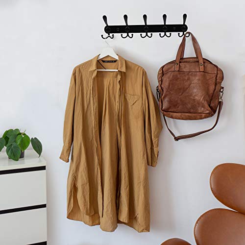 LotFancy Wall Mounted Coat Rack, Black Coat Hooks for Wall, 5 and 3 Tri Hook Racks, Heavy Duty Hook Rail for Hats, Towels, Handbags, Robes, for Kitchen, Mudroom