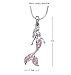 Andyle Fairytale Mermaid Crystal Pink Silver Tone Necklace for Girls and Teens