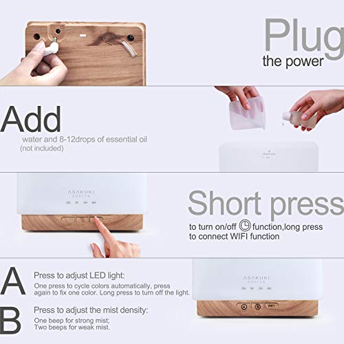 ASAKUKI Smart WiFi Essential Oil Aromatherapy Diffuser&Easy Connect with Alexa and Google Home Phone App Voice Control… - Image 6