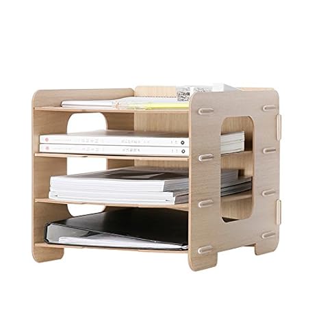 Generic Yellow Wooden Office Organizer A4 Paper File Holder 5