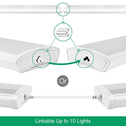 FaithSail Linkable 4FT LED Wraparound Light 40W Flush Mount Garage Shop Lights, 4400lm, 4000K, 4 Foot Linear Wrap Ceiling Lighting Fixture for Workshop Office Kitchen, Fluorescent Tube Replacement