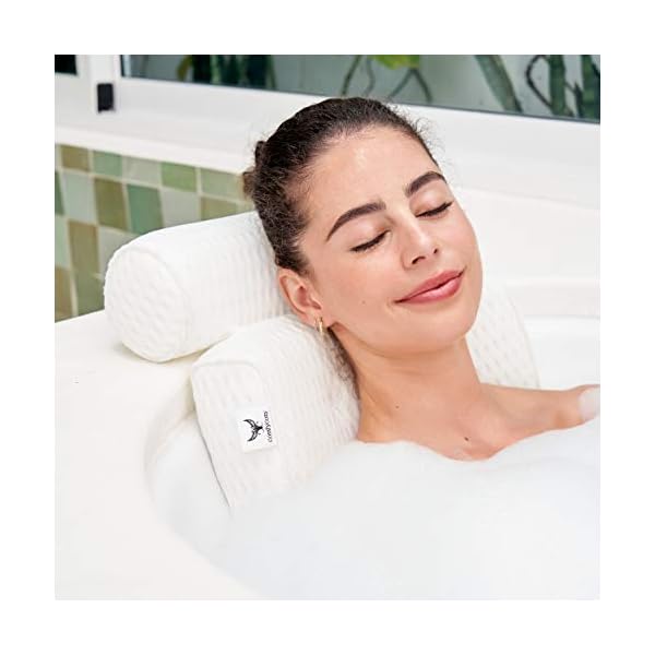 ComfyCozy-Luxury-Bath-Pillow-Set-With-3-Crystal-Bath-Bombs-And-Exfoliating-Loofah-Bathtub-Cushion-Pillows-4-Suction-Cups-For-Neck-Back-Support-Relaxation-Pamper-Gifts-Spa-Package-Sets ComfyCozy Luxury Bath Pillow Gift Set With 3 Crystal Bath Bombs And Exfoliating Loofah | Bathtub Cushion Pillows For…