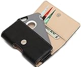 Rebono Black Leather Belt Clip Holster Pouch For iPhone 6 Otterbox Defender Case - Black (Black W/Wallet)
