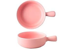 DSFHKUYB French Onion Soup Bowls with Handles Porcelain Bowls for Soup Cereal Chili Beef stew,Pink