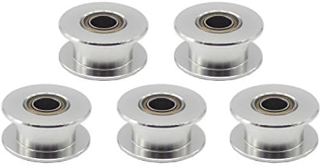 CHANGTA GT2 5mm Bore Aluminum Toothless Timing Belt Idler Pulley for 3D Printer 6mm Width Timing Belt (Pack of 5pcs)