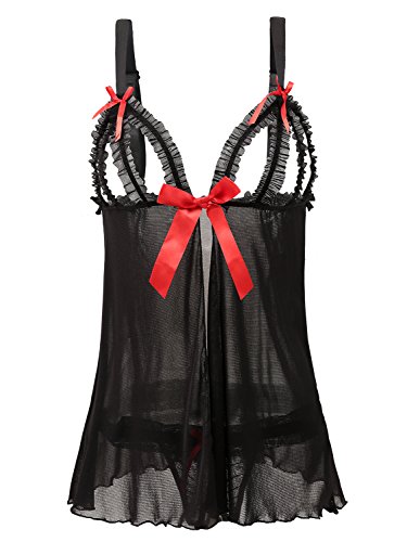 Amoretu Womens Lingerie Cupless Nightwear Flyaway Babydoll Set