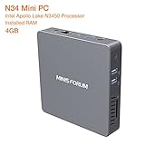 N34 Fanless Mini PC Desktop, Windows 10 Pro 64-Bit/4GB/64GB, Support M.2 SSD, Intel Celeron N3450 (up to 2.2 GHz) HD Graphics 500, 4K/1000M LAN/2.4G+5.8G WiFi/BT 4.0 [Dual Output - HDMI&VGA]